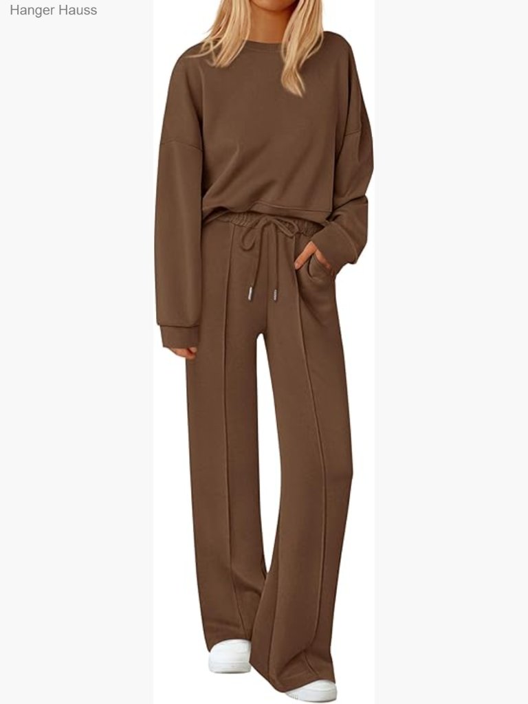 2-Piece Loungewear Set: Sweatshirt & Wide Leg Pants